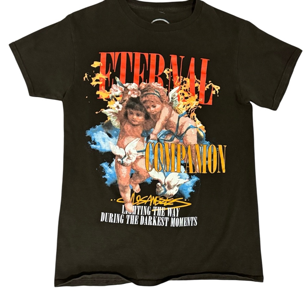 Black Graphic T-Shirt with Colorful Print